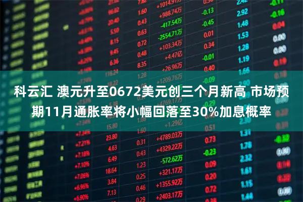 科云汇 澳元升至0672美元创三个月新高 市场预期11月通胀率将小幅回落至30%加息概率